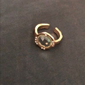 GAP Clear Circle Rhinestone Gold Adjustable Ring
